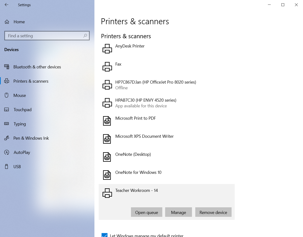 Printers and Scanners in Windows 10